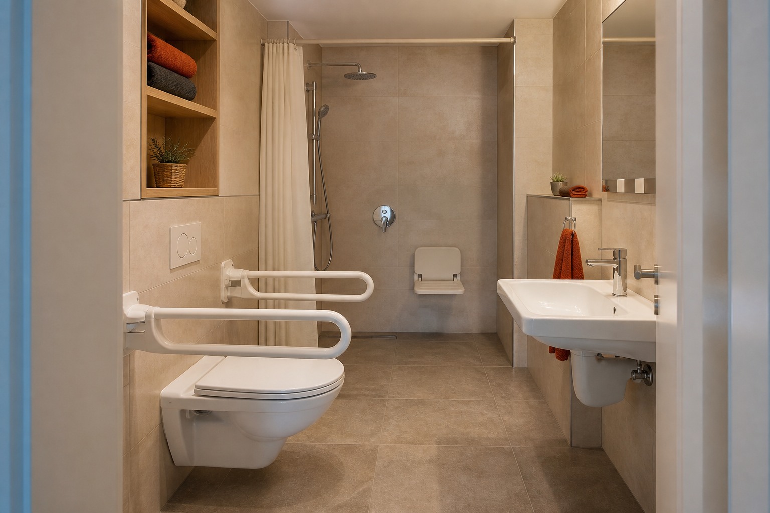 Fertiggestelltes privates barrierefreies Badezimmer