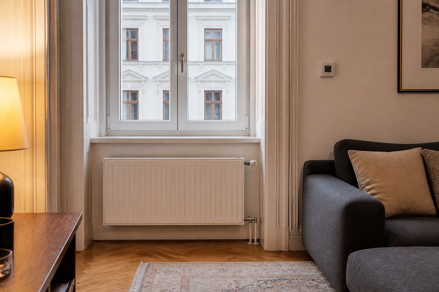 Fertig modernisierte Heizung in einer Wiener Altbauwohnung
